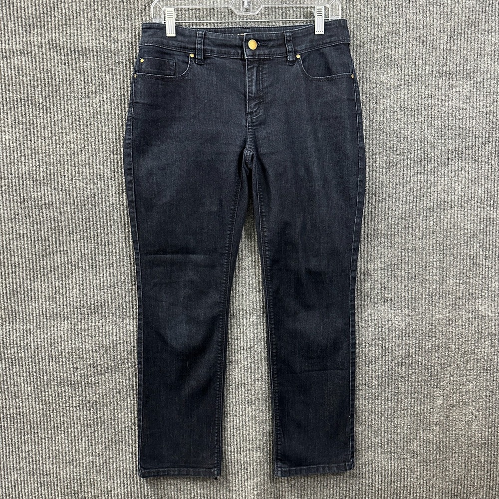 Chico's Platinum Jeans Womens Size 00‎ Regular Blue Denim Cropped Low Rise
